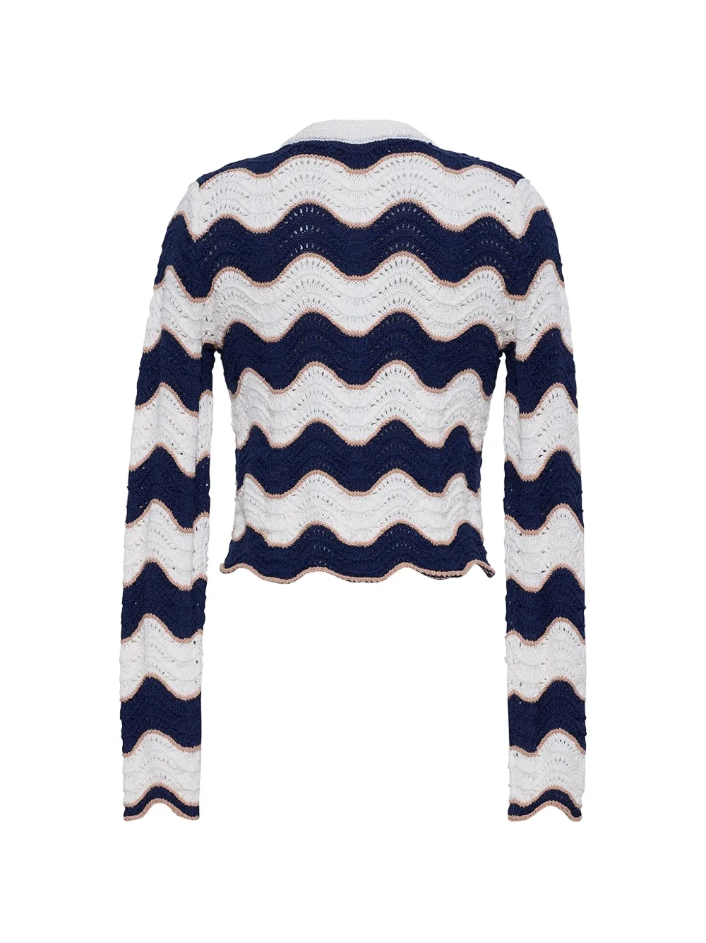  Cara Cara Jolene Wave-stripe Crochet Cardigan - Blue 