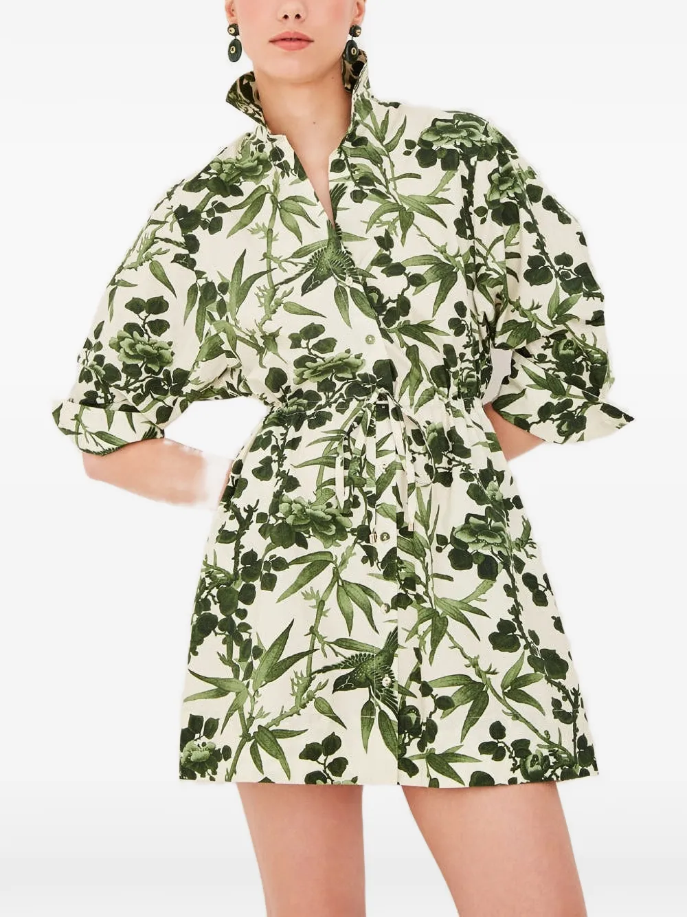 Cara Henry mini-jurk met trekkoord en bloemenprint Beige