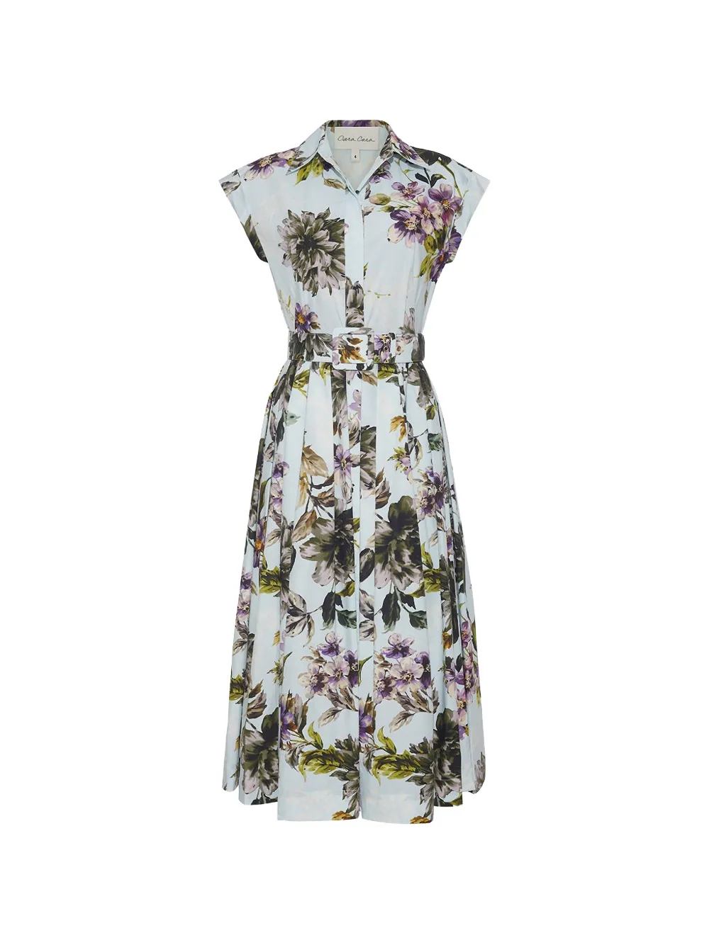 Cara Cara Octavia belted floral-print midi dress - Blu