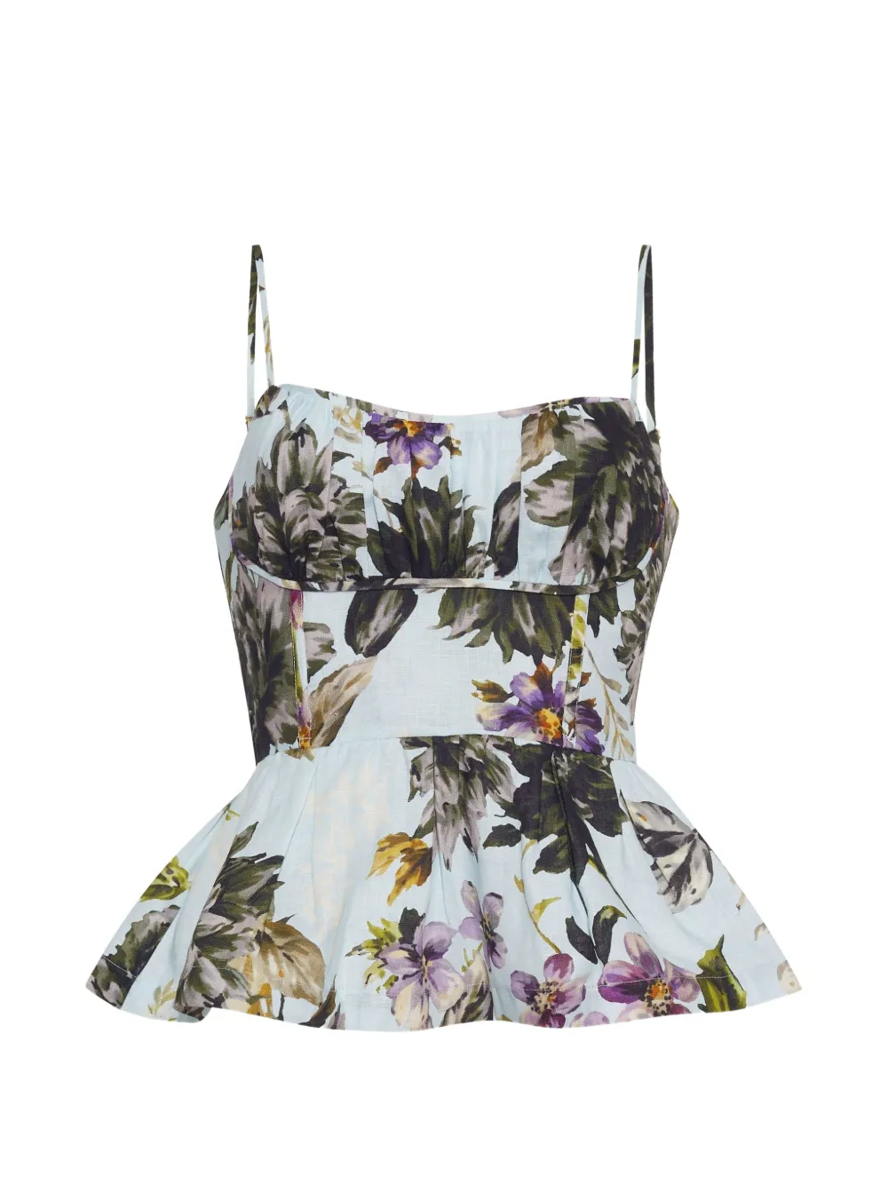 Cara Cara Alba floral-print peplum top - Blu