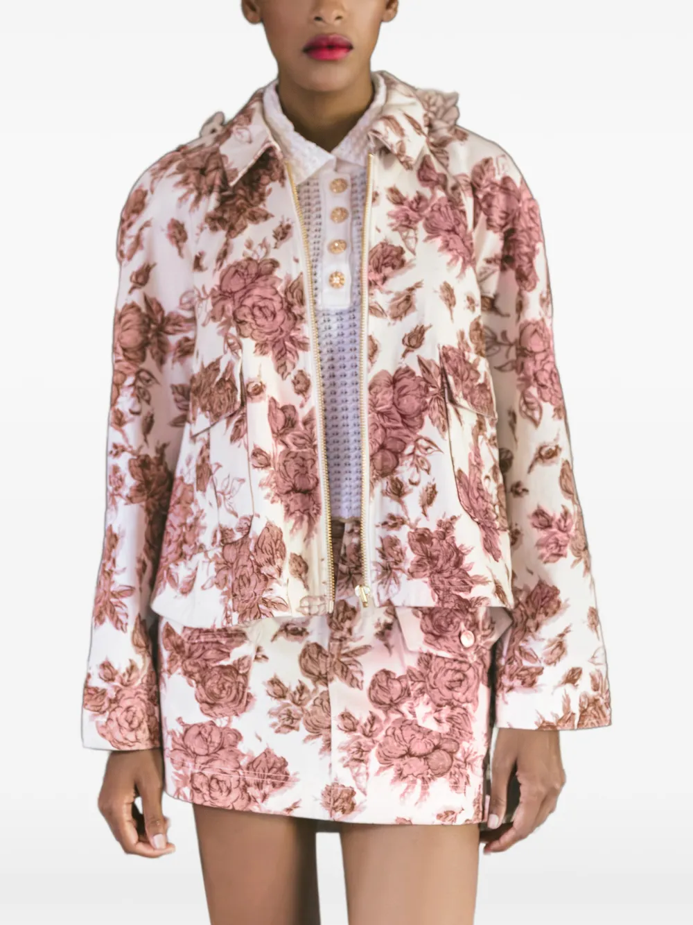  Cara Cara Andrew Floral-pattern Cropped Jacket - Neutrals 