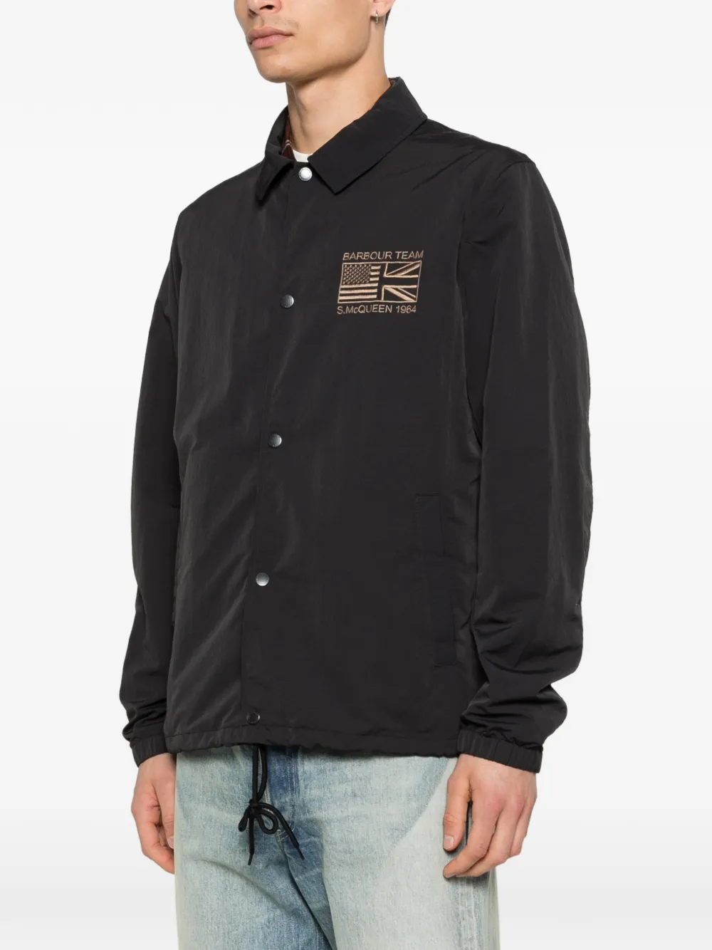  Barbour B.intl Coach Logo-embroidered Shirt Jacket - Black 