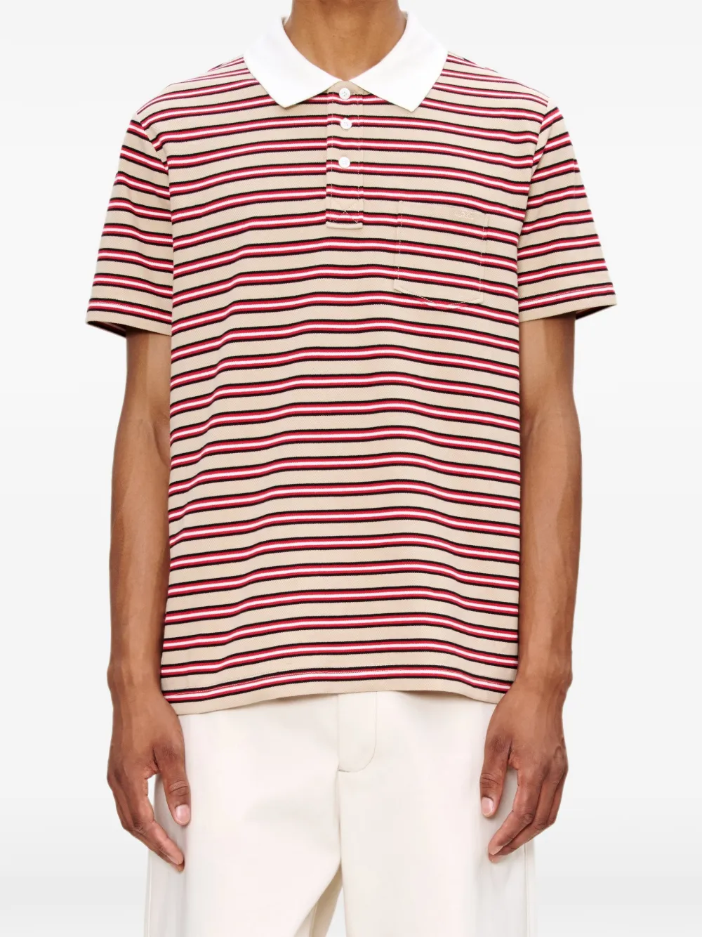 A.P.C. Gestreept poloshirt met bostzak Beige