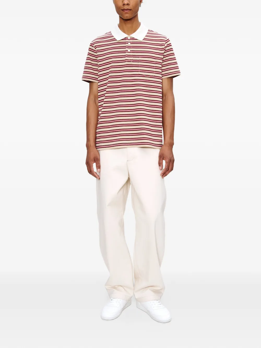 A.P.C. Gestreept poloshirt met bostzak Beige