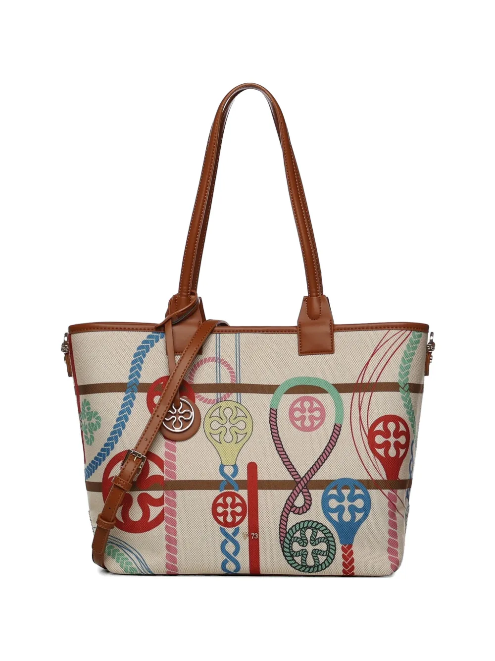 V°73 printed tote bag - Toni neutri