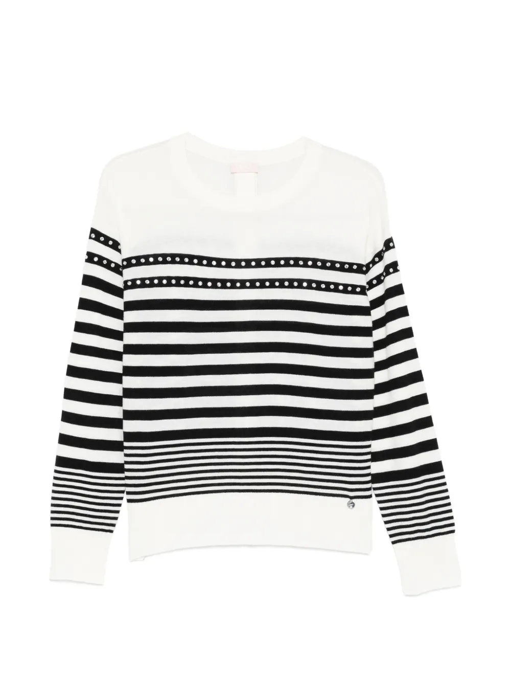 LIU JO striped embellished sweater - Bianco