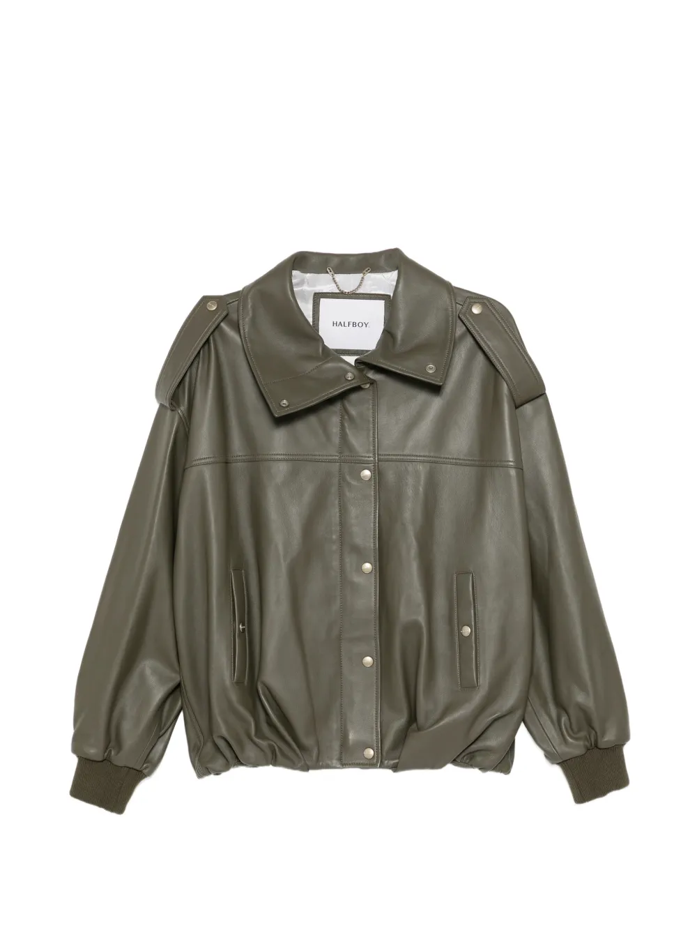 Halfboy buttoned leather jacket - Verde