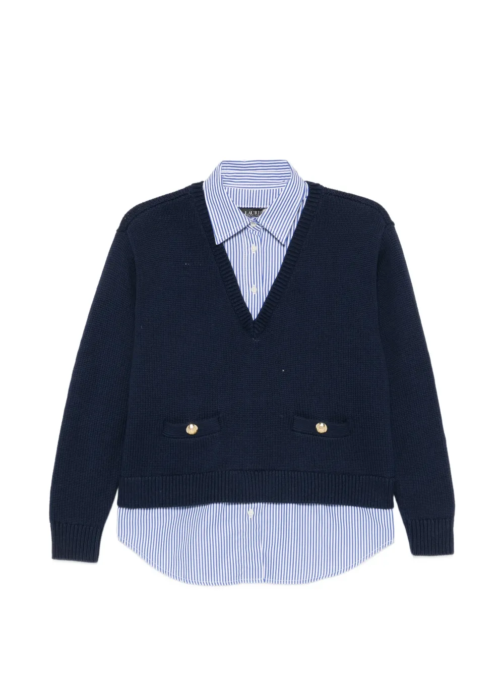 Lauren Ralph Lauren layered-effect button-detail sweater - Blu