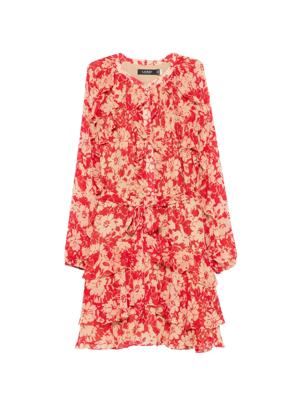 Lauren Ralph Lauren floral-print ruffled dress - Red
