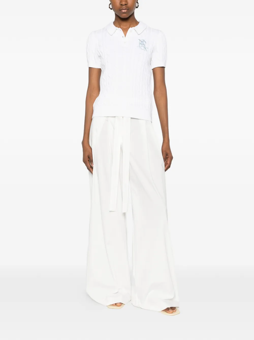 Lauren Ralph Lauren Kabelgebreid T-shirt met geborduurd logo Wit