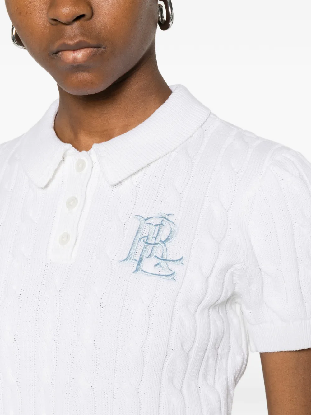 Lauren Ralph Lauren Kabelgebreid T-shirt met geborduurd logo Wit