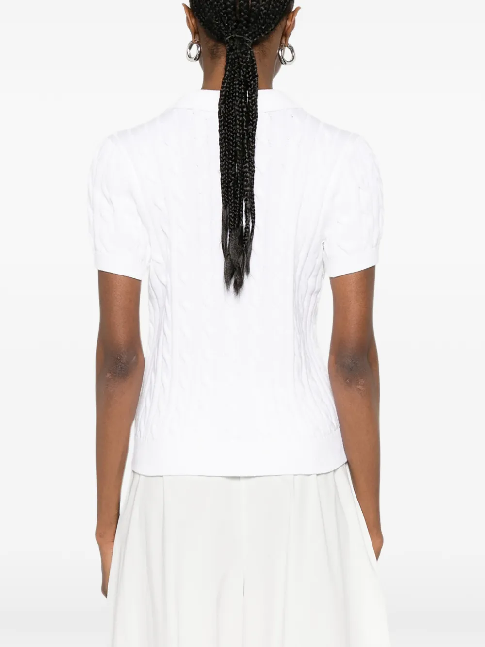 Lauren Ralph Lauren Kabelgebreid T-shirt met geborduurd logo Wit