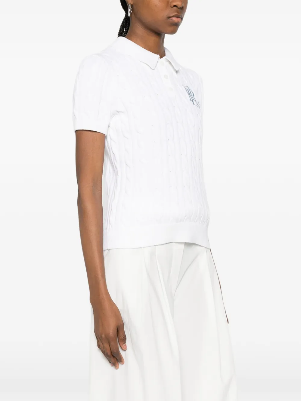 Lauren Ralph Lauren Kabelgebreid T-shirt met geborduurd logo Wit