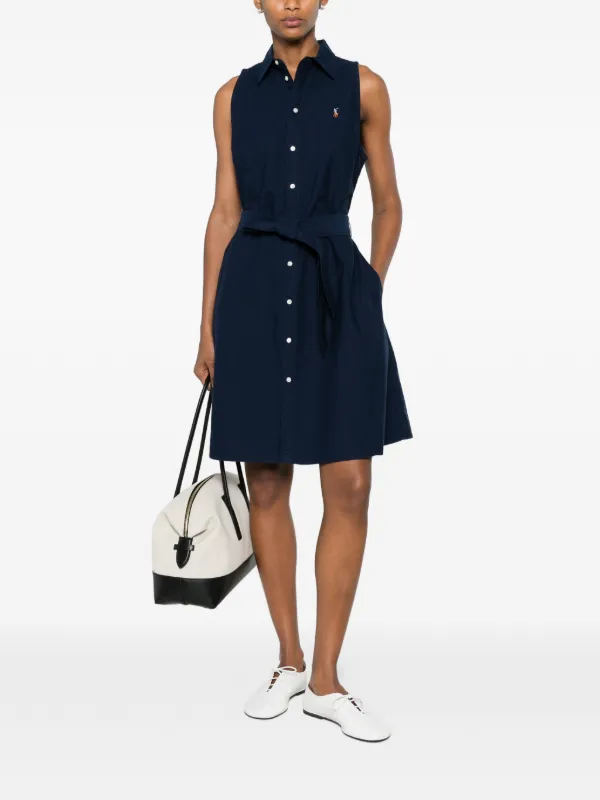 ralph lauren shirt dress sleeveless Polo Ralph Lauren Belted Sleeveless Shirt Mini Dress | Blue