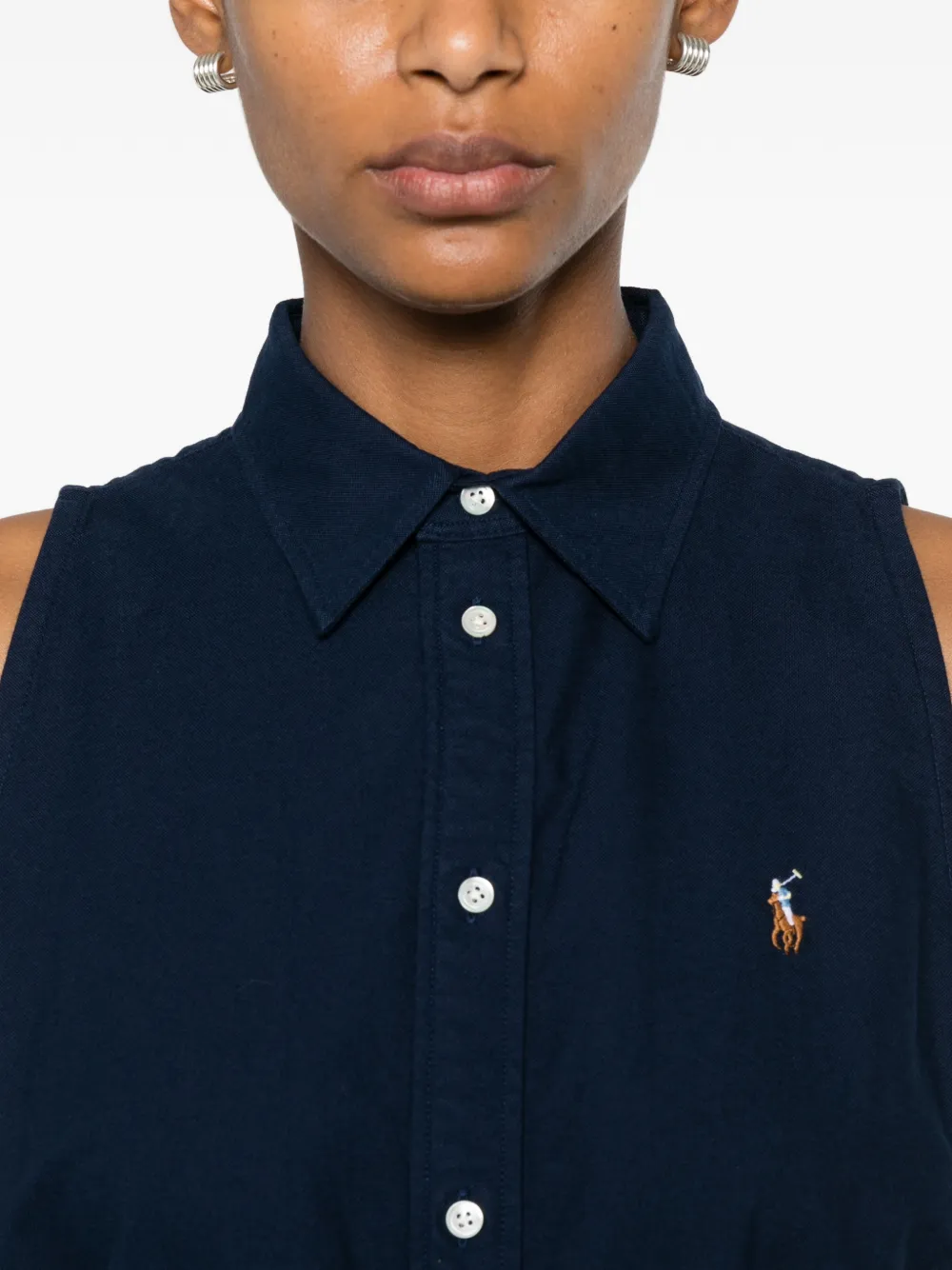 Polo Ralph Lauren Mouwloze blousejurk met ceintuur Blauw