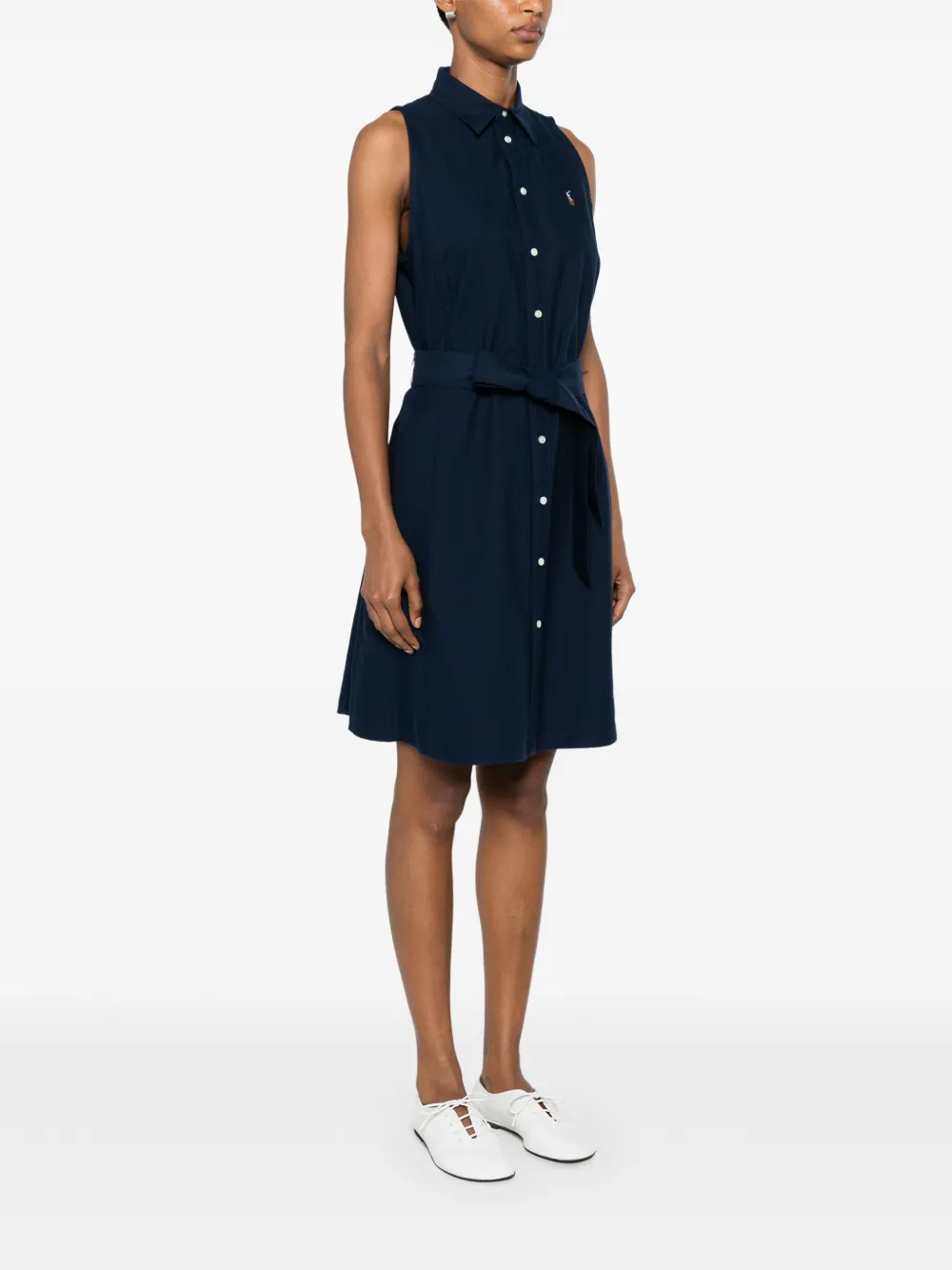 Polo Ralph Lauren Mouwloze blousejurk met ceintuur Blauw