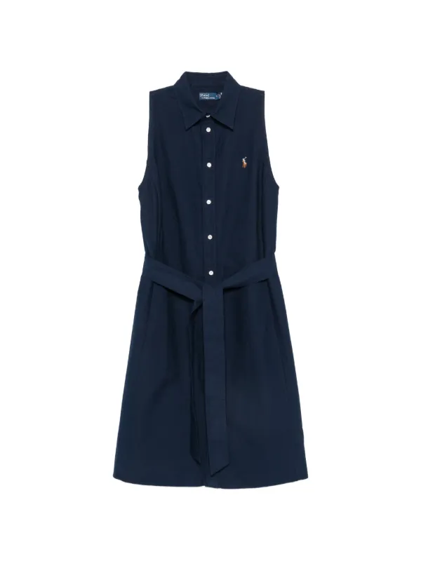 ralph lauren shirt dress sleeveless Polo Ralph Lauren Belted Sleeveless Shirt Mini Dress | Blue