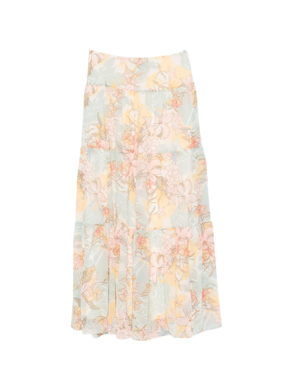 Lauren Ralph Lauren floral-print tiered midi skirt - Neutrals