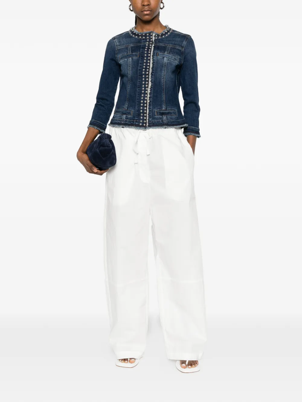  Liu Jo Beaded Fringed Jacket - Blue 