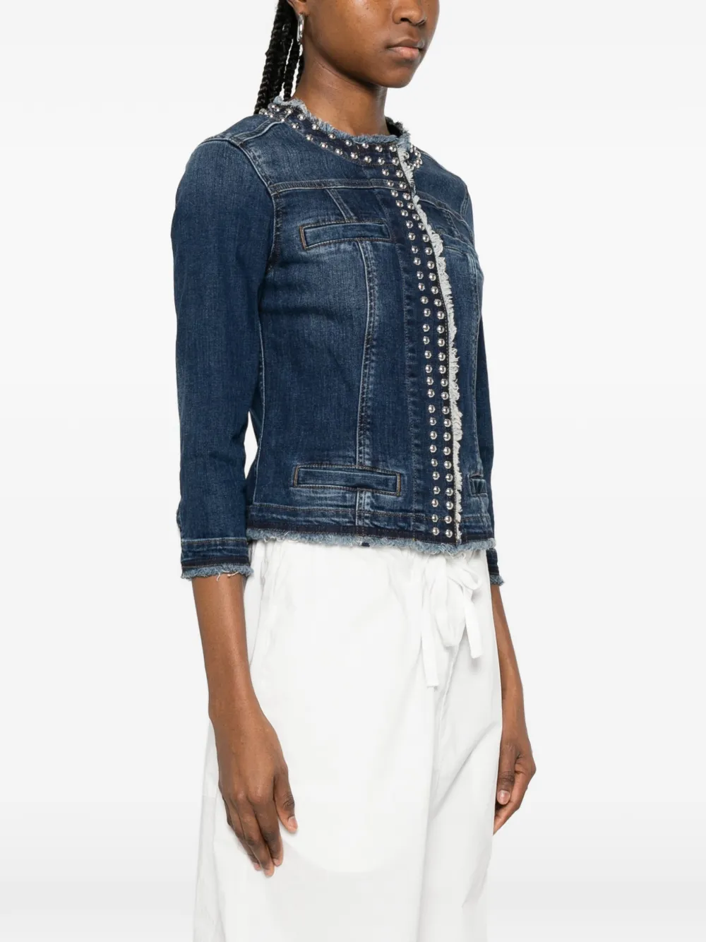  Liu Jo Beaded Fringed Jacket - Blue 