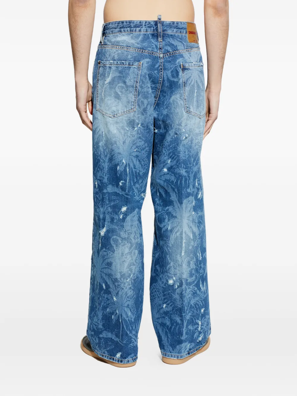 DSQUARED2 Gerafelde jeans met palmprint Blauw