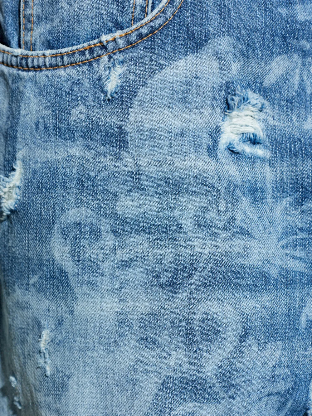 DSQUARED2 Gerafelde jeans met palmprint Blauw