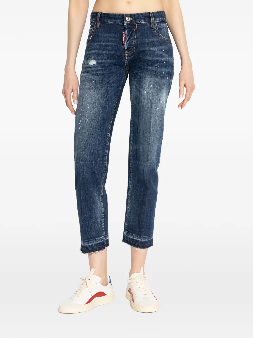 Belt-Loop Distressed Jeans