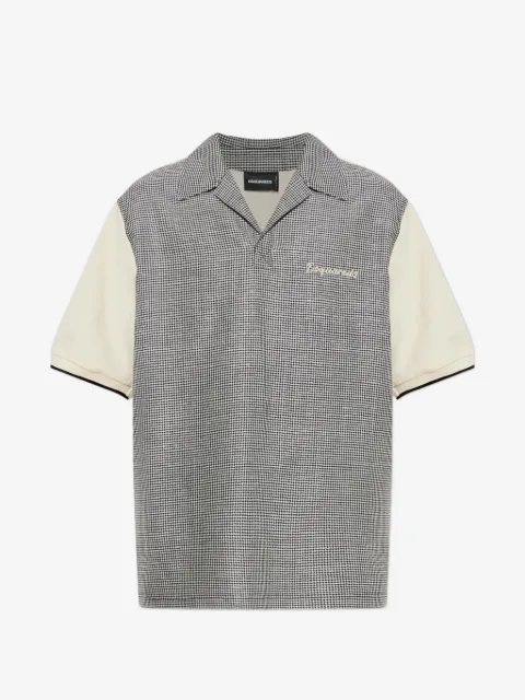 DSQUARED2 virgin wool linen pied de poule polo