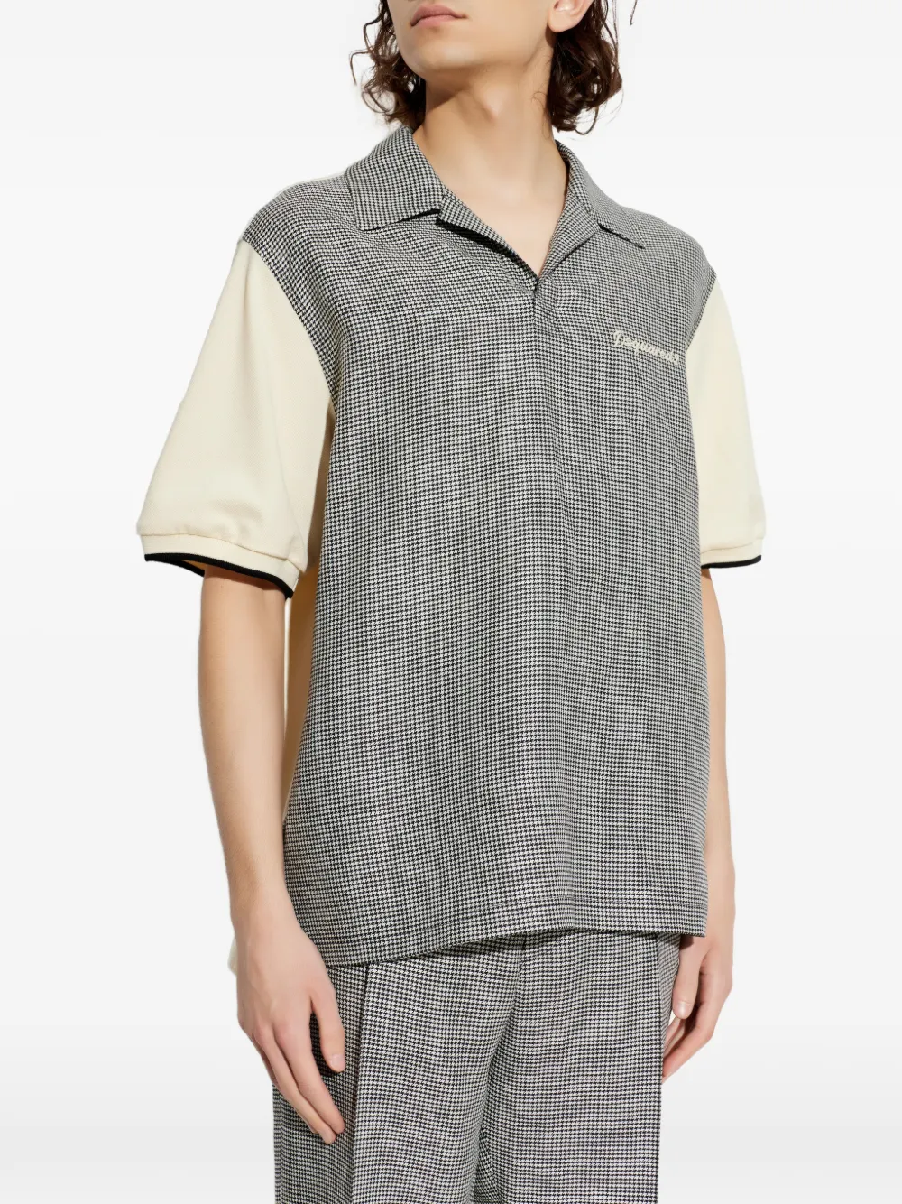 DSQUARED2 T-shirt met pied-de-poule print en korte mouwen Beige