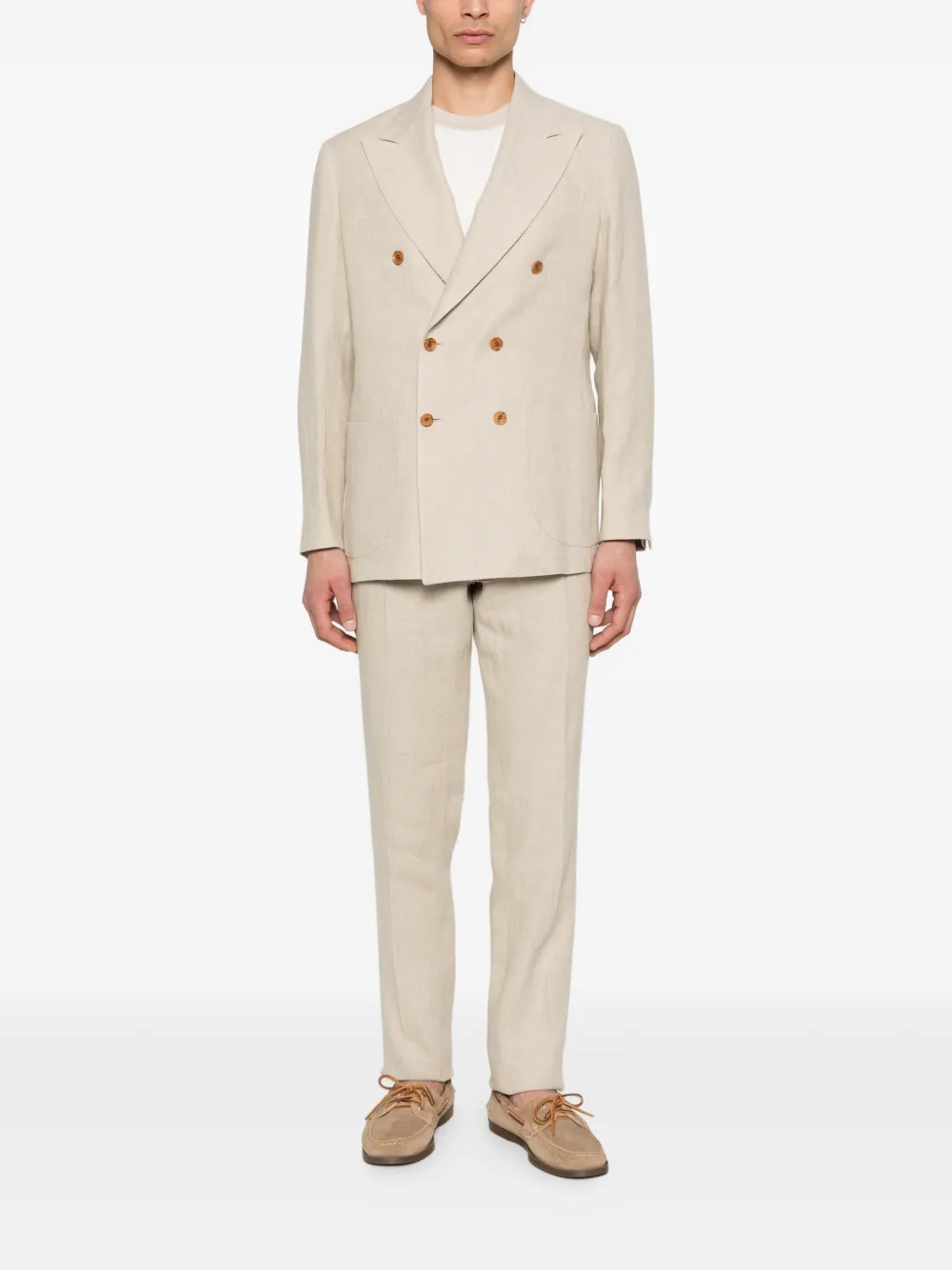  Sartorio Napoli Long-sleeve Double-breasted Suit - Neutrals 