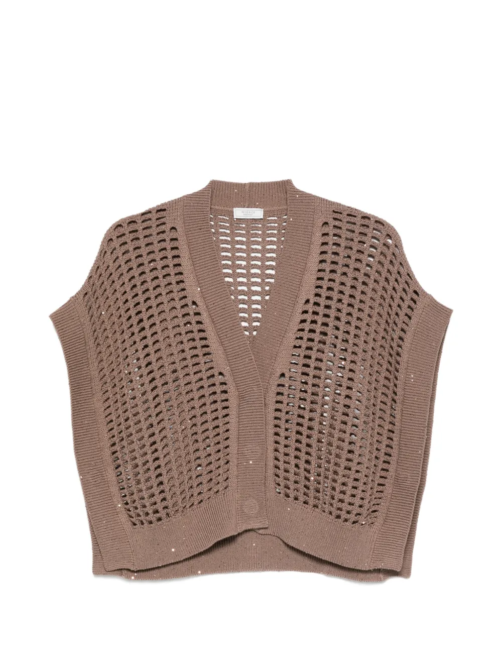 Peserico V-neck open-knit cardigan - Marrone