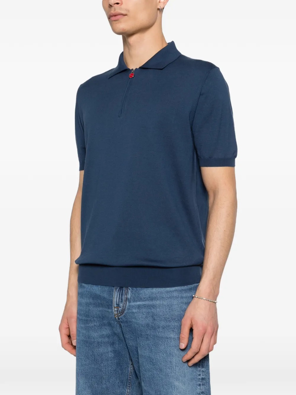  Kiton Polo De Algodón Con Cremallera - Azul 