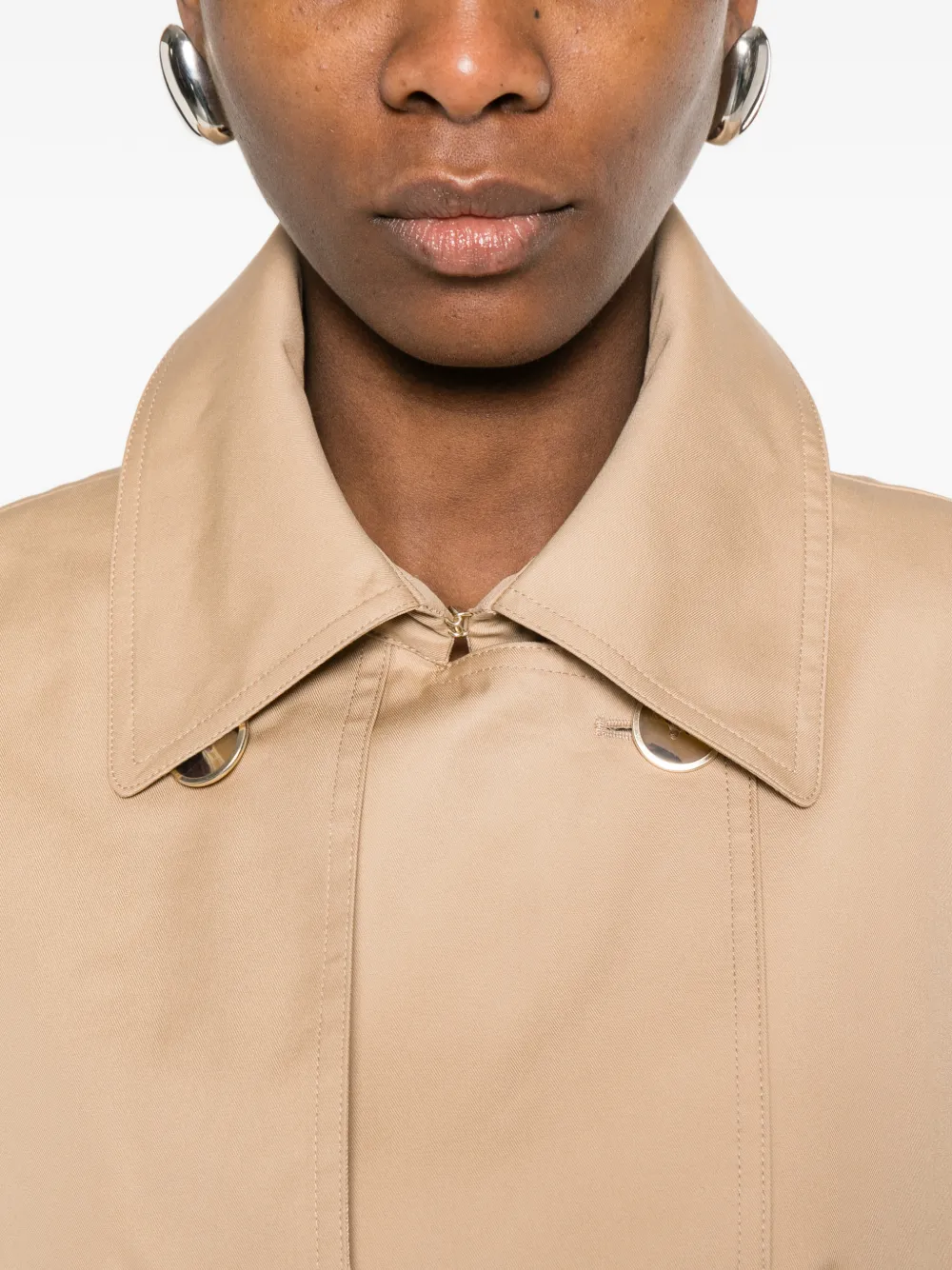 TWINSET Gabardine trenchcoat met dubbele rij knopen Beige