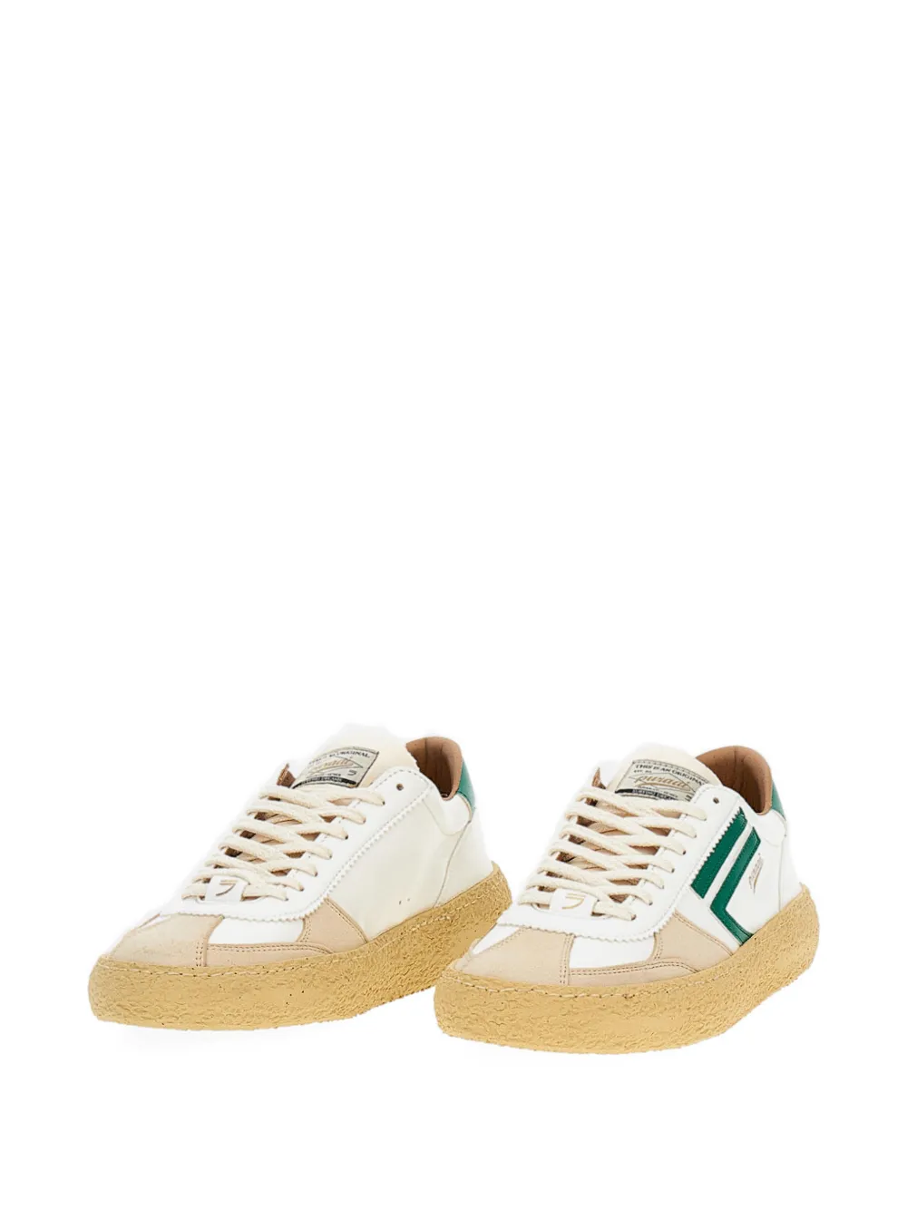 Puraai stripe-detail lace-up sneakers Beige