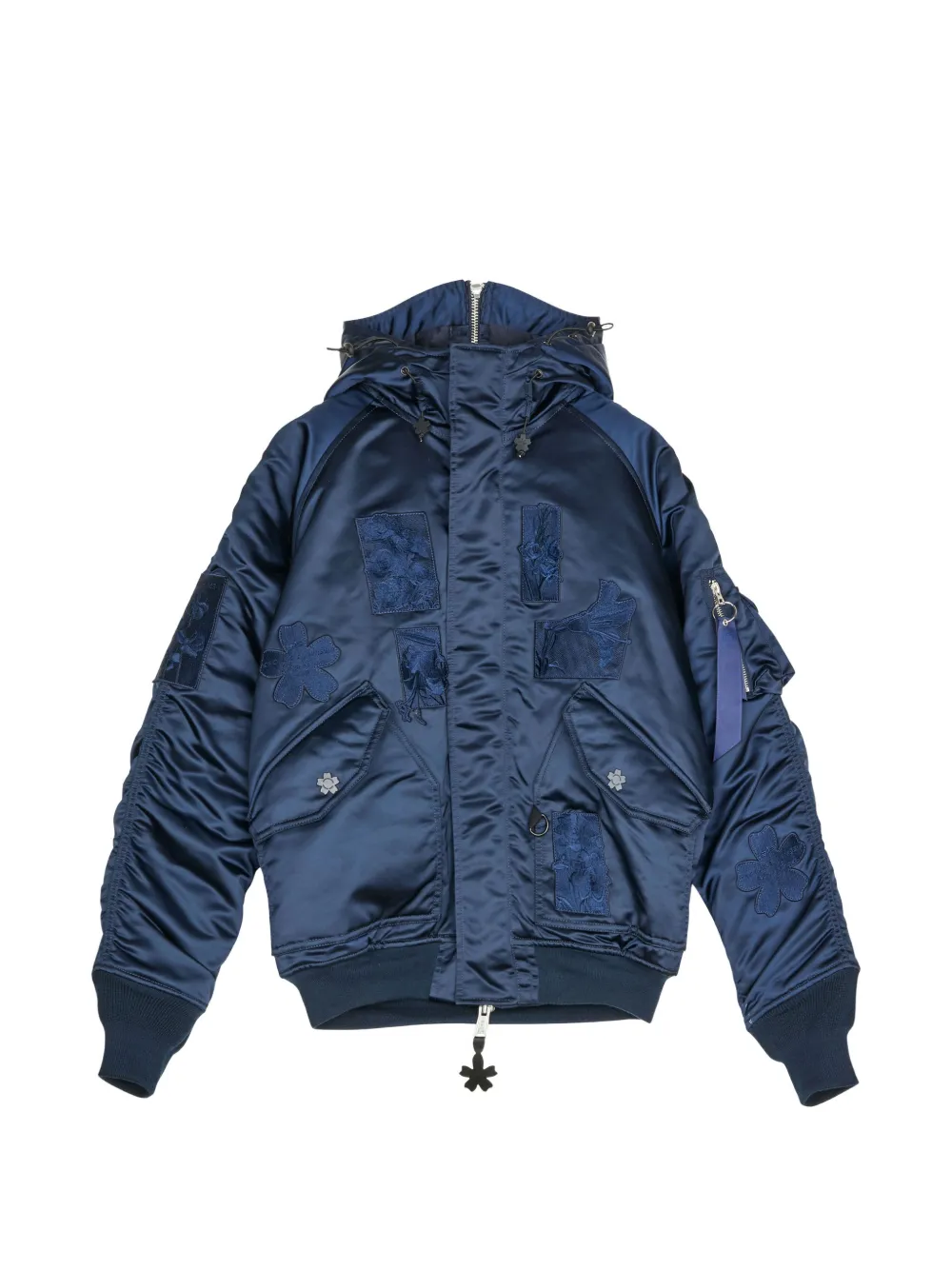  Cecilie Bahnsen Floral Patch Bomber Jacket - Blue 