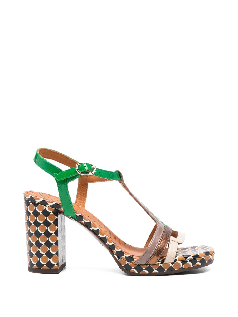 Chie Mihara Peyate leren sandalen met T-bandje en patroon Groen