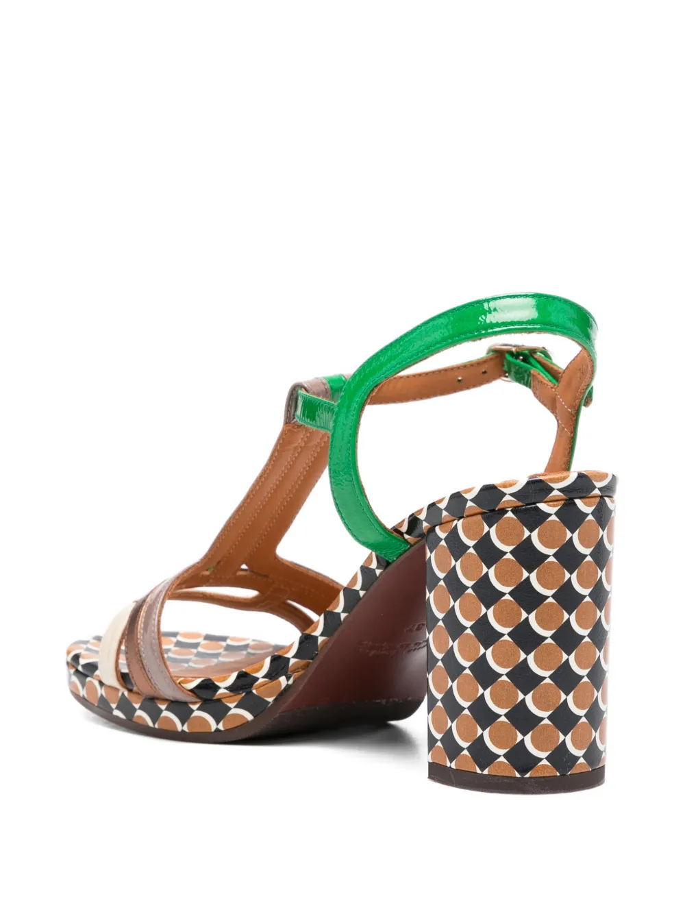 Chie Mihara Peyate leren sandalen met T-bandje en patroon Groen