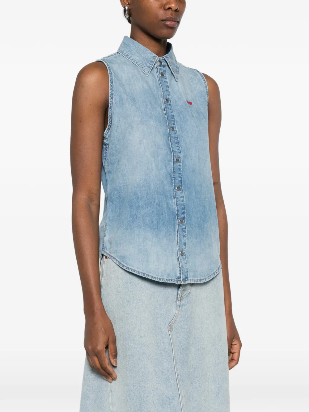  Diesel De-eazy-sl Buttoned Sleeveless Top - Blue 