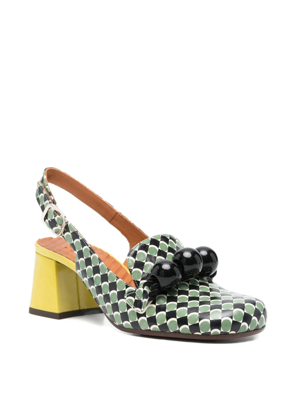 Chie Mihara Moby leren pumps met bolvormige print Zwart