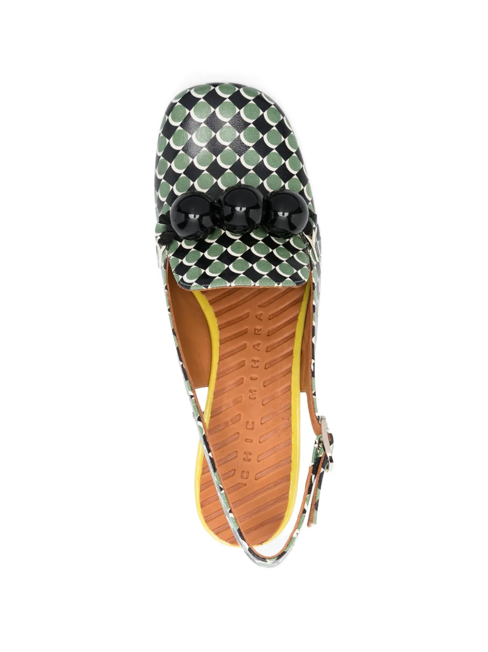 Chie Mihara Moby leren pumps met bolvormige print Zwart