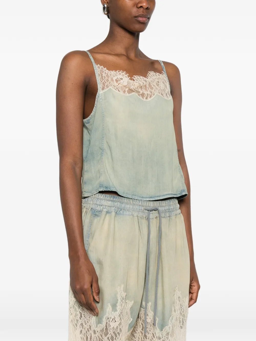  Diesel De-mery-s Lace-trim Top - Neutrals 