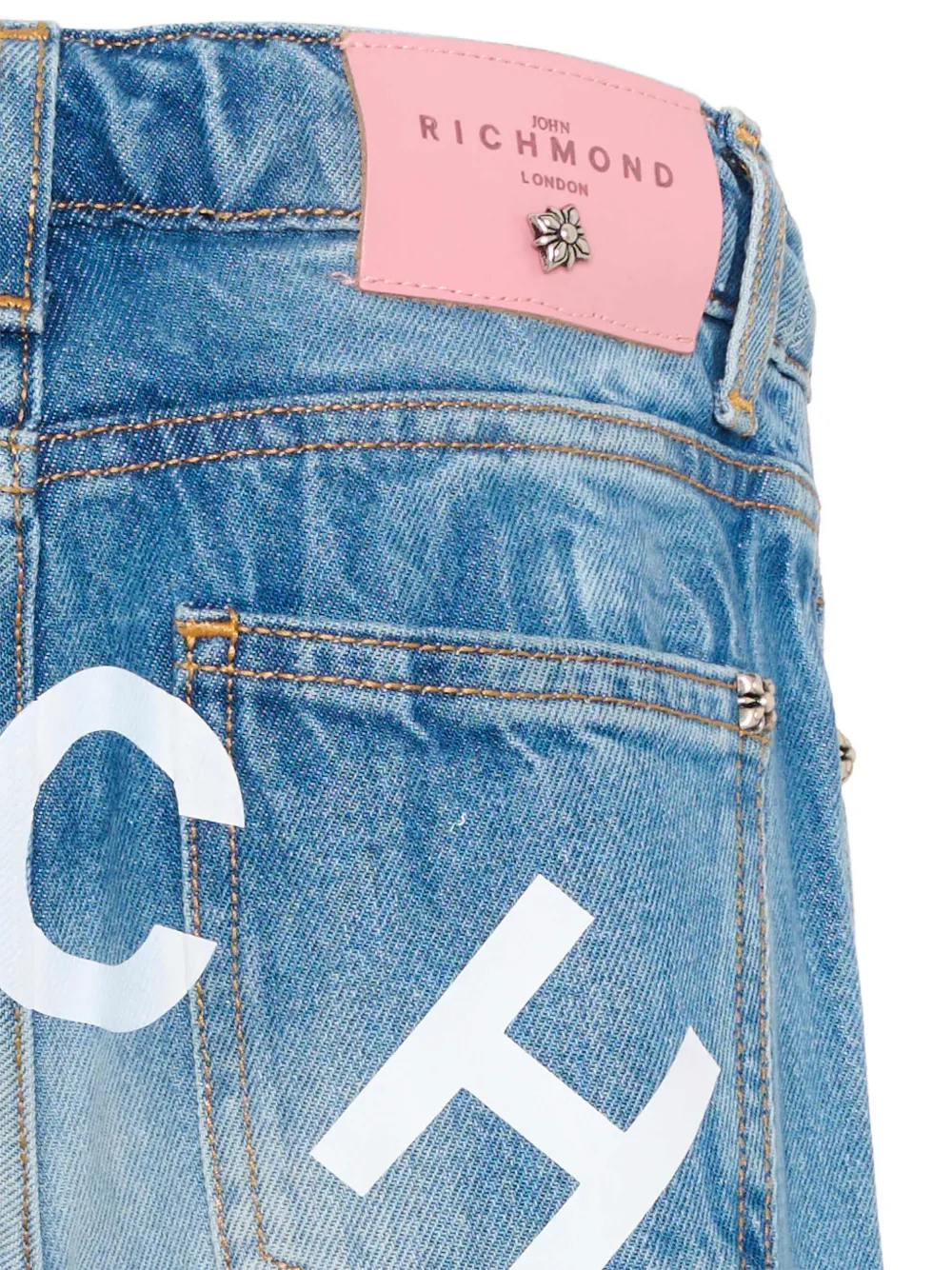 John Richmond Junior Casual jeans met logo Blauw
