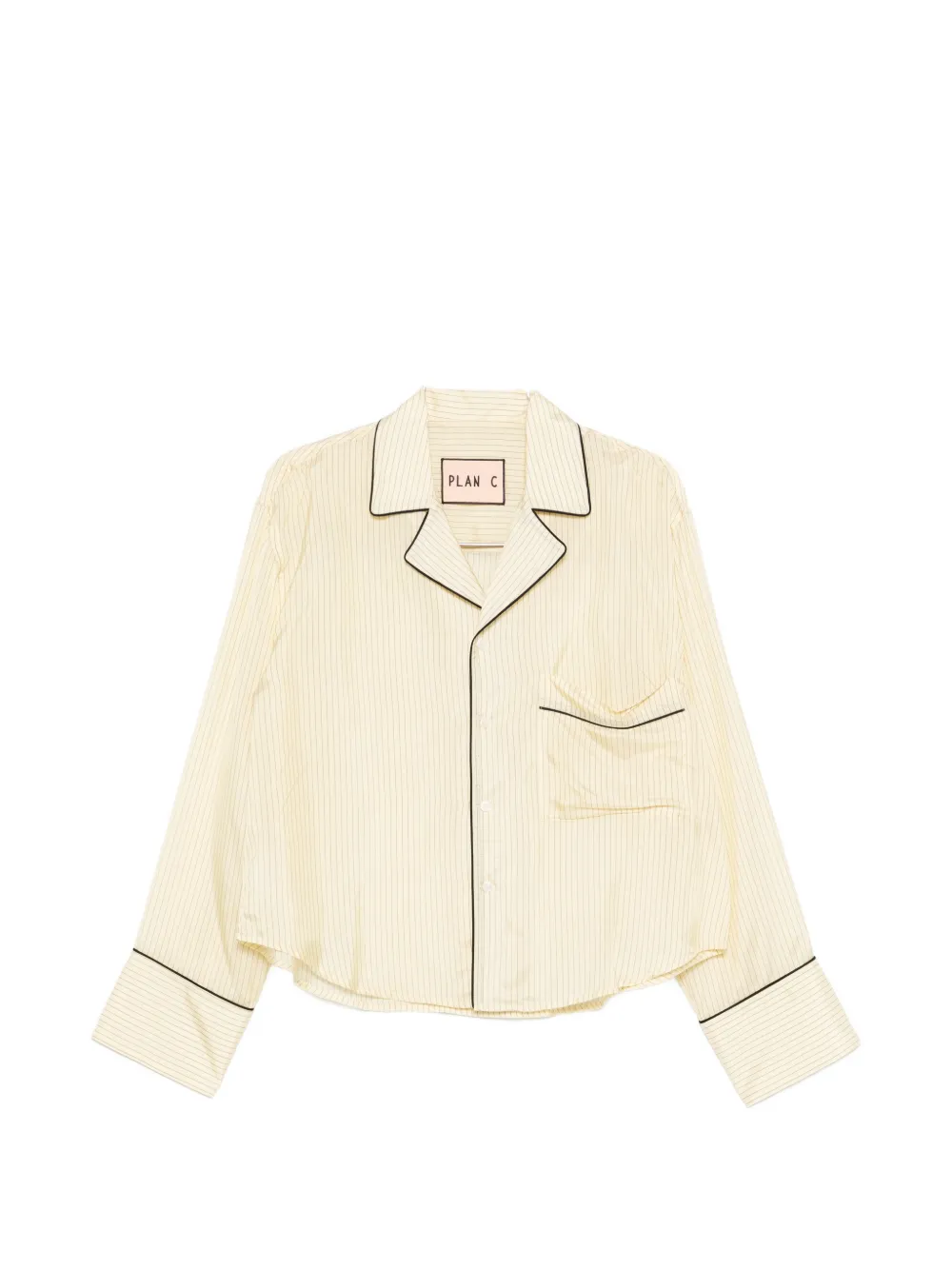 Plan C piped-trim striped shirt set - Giallo