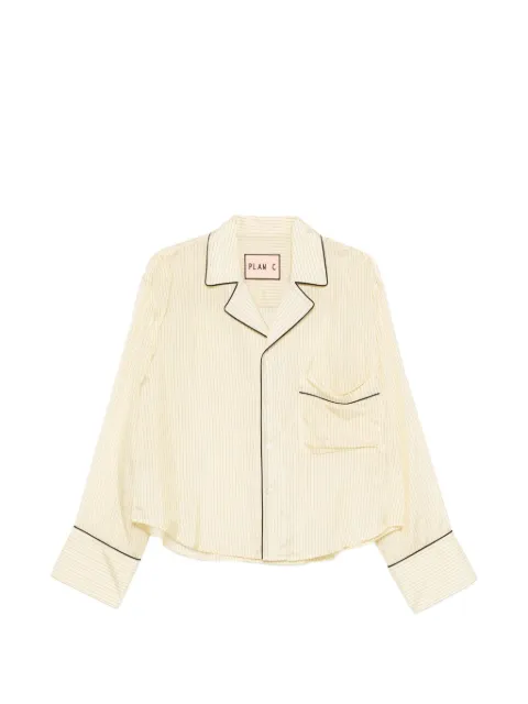 Plan C piped-trim striped shirt set