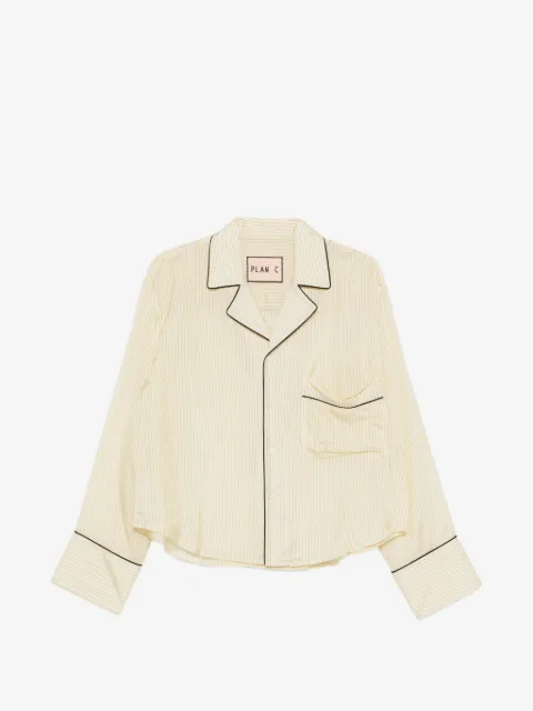 Plan C piped-trim striped shirt set