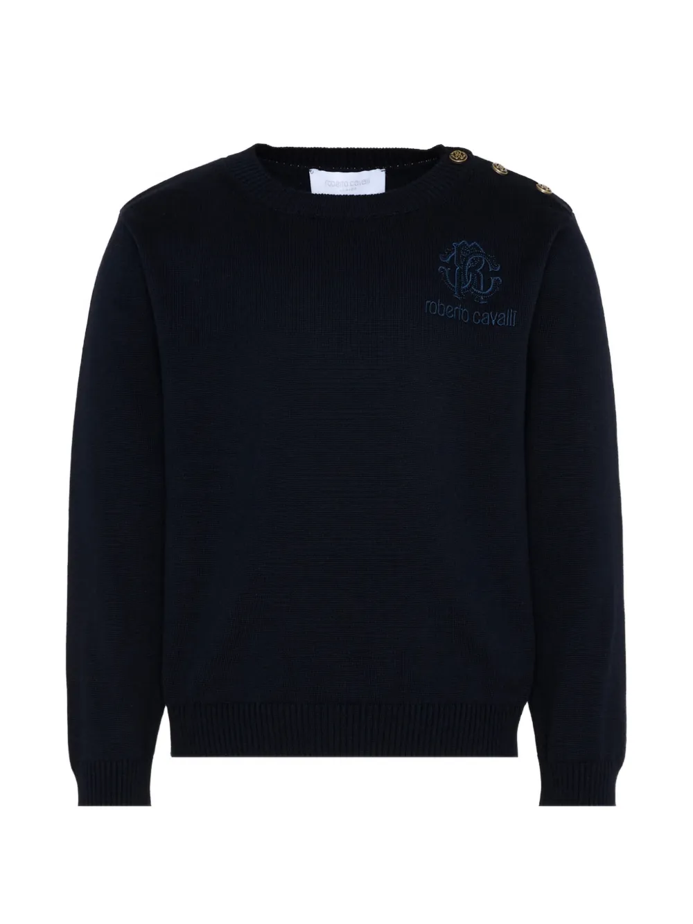 Roberto Cavalli Junior embroidery buttoned sweatshirt - Blu