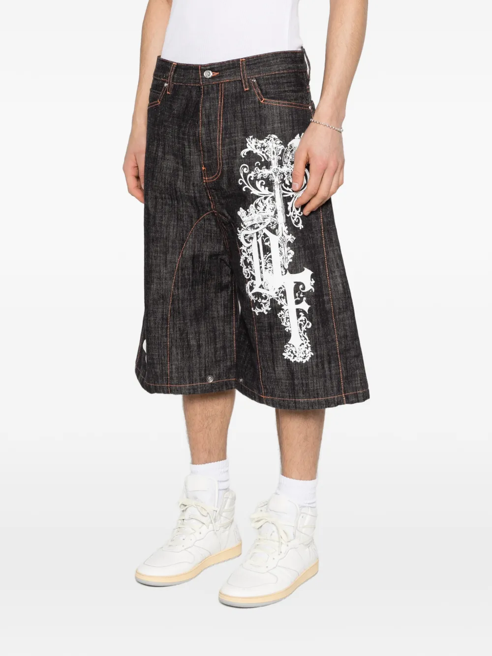  Pdf Graphic-design Denim Shorts - Blue 