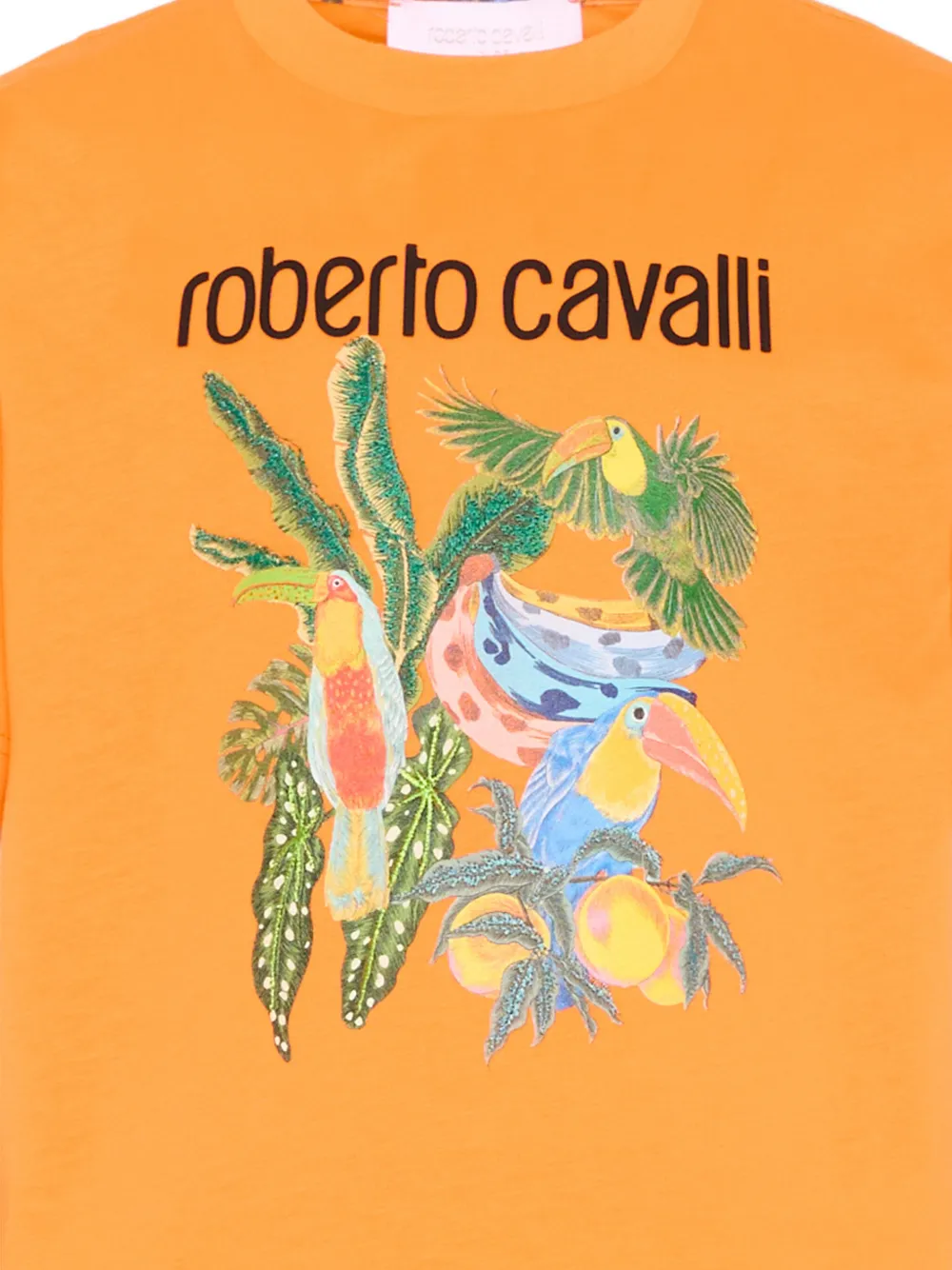 Roberto Cavalli Junior T-shirt met print en korte mouwen Oranje