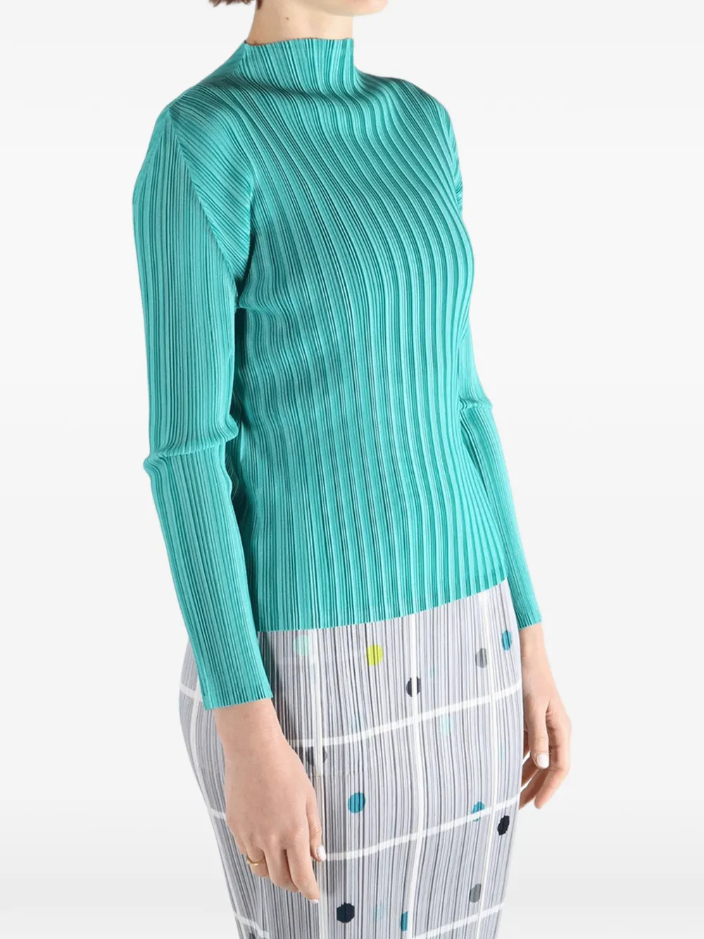 Pleats Please Issey Miyake Geplooide top Groen