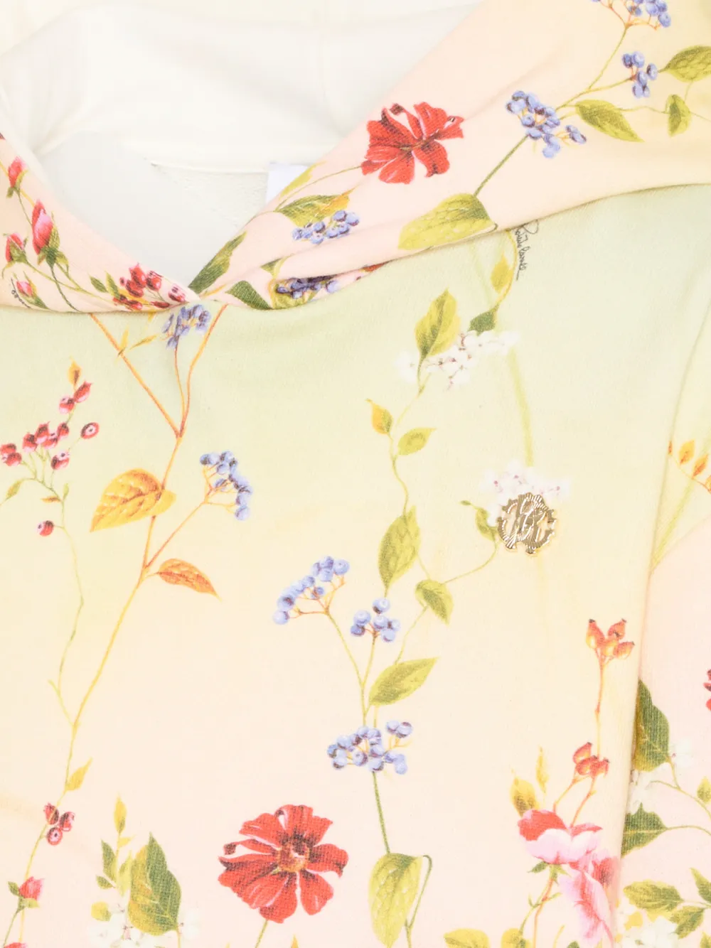 Roberto Cavalli Junior Hoodie met bloemenprint Geel